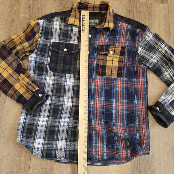 American Eagle Shirt Mens SM Womens Med Patchwork Plaid Heavy  Flannel Lumberjac - Picture 5 of 9